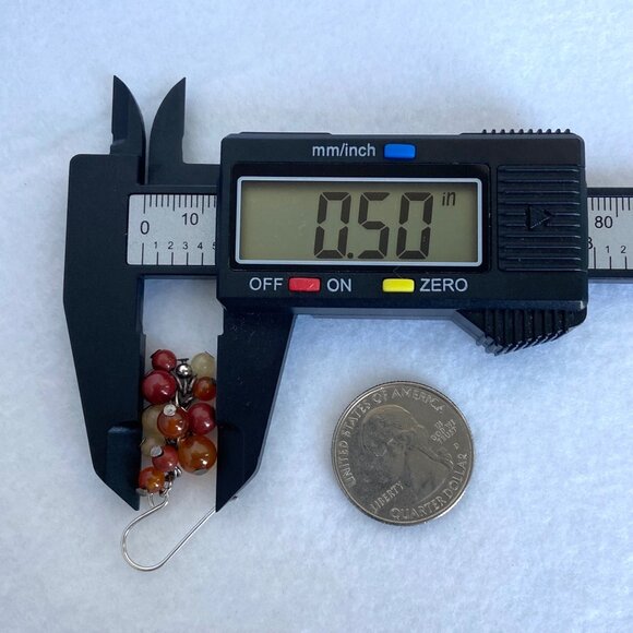 Sterling Silver 925 Beaded Red Jasper Multi-stone Dangle Drop Earrings - Picture 15 of 16